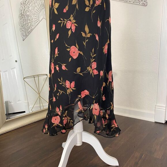 Vintage 90s Witchy Whimsygoth Black Mesh Asymmetric Midi Maxi Skirt 10 P - Picture 6 of 8